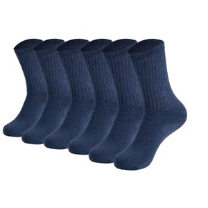 Men’s Cotton Crew Socks – 6 Pairs, Cushioned Sole, Breathable & Moisture-Wicking Athletic Sport Socks - 1 of 4