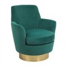360° swivel upholstered armchair, comfortable reading chair for bedroom, with barrel design and gold stainless steel base - 2 of 4