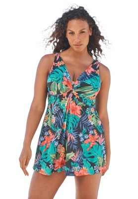 Swim 365 Women's Plus Size Twist-Front Swim Dress