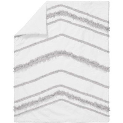Boho Fringe White and Gray Cotton Baby Crib Bedding Set