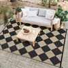 Outdoor patio rug, plastic straw. Waterproof, reversible, modern geometric trellis. For porch, RV, backyard, pool, picnic, beach, camping - 3 of 4