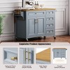 Embossed Texture Kitchen Storage Cart on Wheels, with Drop Leaf, Spice Rack, Towel Rack, Adjustable Shelf, 2 Doors & 5 Drawers, for Kitchen - 3 of 4