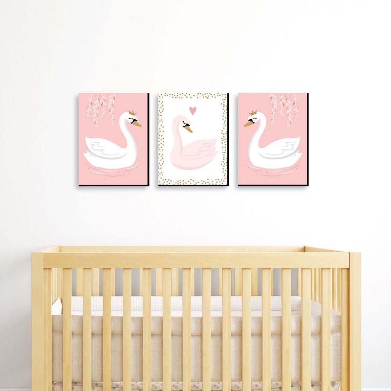 Big Dot of Happiness Swan Soiree - White Swan Nursery Wall Art and Kids Room Decorations - Gift Ideas - 7.5 x 10 inches - Set of 3 Prints, 2 of 8