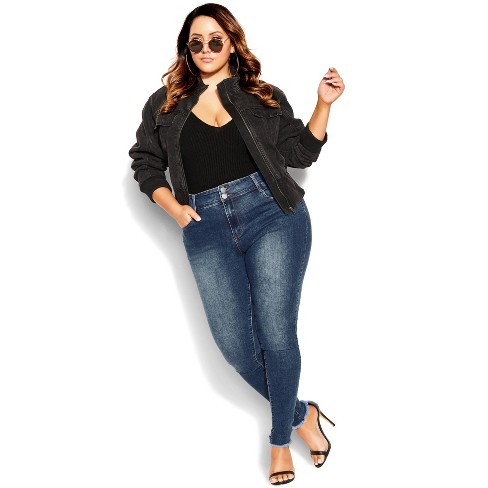 Rodeo Hjælp Være Women's Plus Size Asha Chic Cuff Jean - Denim | City Chic : Target