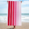 Faded Stripes Cotton Velour Quick-Dry Oversized Beach Towel by Blue Nile Mills - 2 of 4