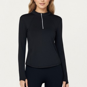 Anna-Kaci Active Women's Long Sleeve Active Top with High Neck Half Zip Front Smooth Stretch Fabric and Contoured Fit - 1 of 4