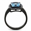 Slickblue Women’s Black Plated Stainless Steel Ring, Sea Blue Glass Center, Halo Engagement Look, Sizes 5-10 - 4 of 4