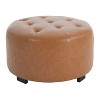 Airsurfer Large Cognac Brown Ottoman Round Tufted Ottoman Table Home Decor for Living Room Centerpiece - 4 of 4