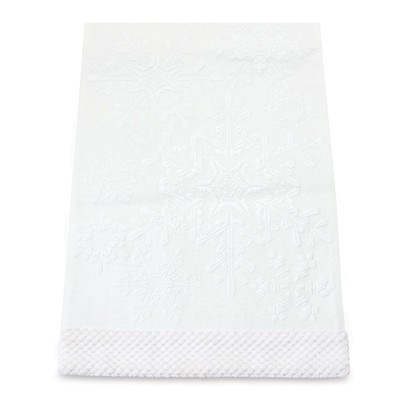 White Polyester Snowflake Winter Table Runner 72"L