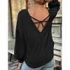Women's Long Sleeve Knit Top Back Cutout Side Pocket Round Neck Casual Loose Sweater Tops - 3 of 3