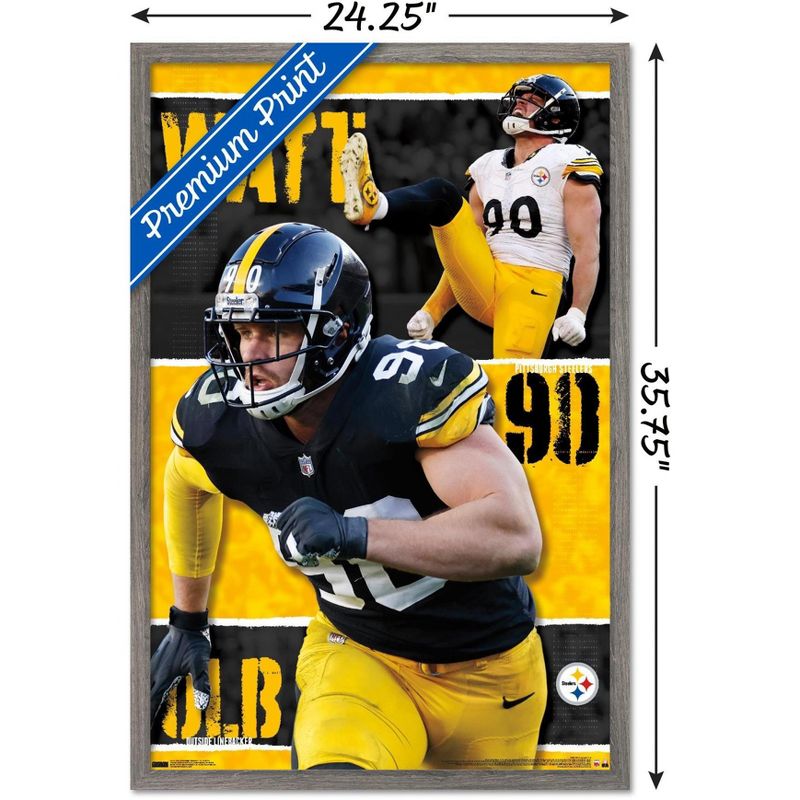 Trends International NFL Pittsburgh Steelers - T.J. Watt 24 Framed Wall Poster Prints, 3 of 7
