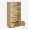 5 Tier Bookshelf, Boho Bookcase with Rattan Doors - 2 of 4