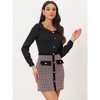 INSPIRE CHIC Women's Plaid Tweed Contrast Color Button Decor Business Casual Mini Skirt - 3 of 4