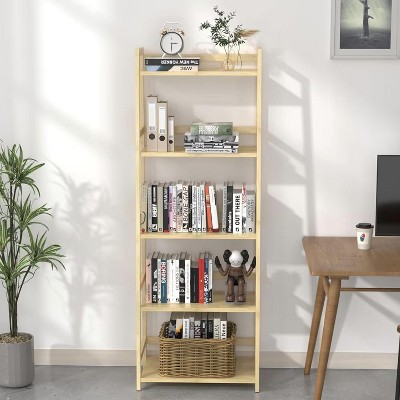 NicBex 5-Tiers Bookshelf,Bamboo Bookcase Storage Organizer Display Shelving Unit for Home Office,Living Room,Kitchen,Bathroom
