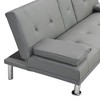 Kumasinova 66 Inch PVC Sofa Bed,Convertible Futon Sofa Bed with Cup Holders,Stainless Leg,Armrest,Couch Bed for Living Room,Office,Bedroom - 4 of 4