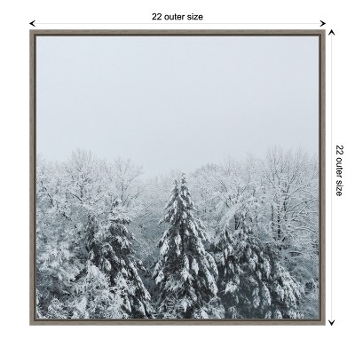 Snowy Forest Scene Framed Canvas Wall Art, 22 x 22