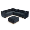 100.8" Velvet U-Shaped Sectional Sofa with Ottoman, Channel Tufting, Gold Base & 4 Pillows - 3 of 4