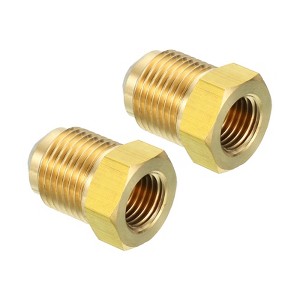Unique Bargains Fit Air Gas Line Refrigeration Brass SAE 45 Degree Flare Plumbing Connectors - 1 of 4