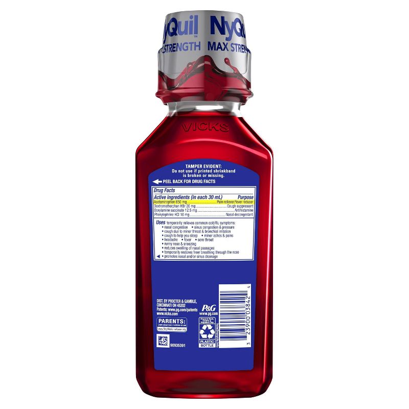 Vicks NyQuil Severe Cold &#38; Flu Medicine Liquid - Berry - 12 fl oz, 4 of 13
