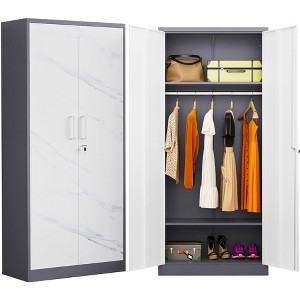 Mlezan 72" Metal Wardrobe Cabinet: Lockable, 36" x 18", Storage for Home, Gym, School, or Office. Ideal for Clothing and Equipment Organization. - 1 of 4