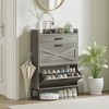 Aghana Digitals Farmhouse Narrow Shoe Cabinet with 2 Tilt-Out Drawers, Adjustable Shelves, Top - 3 of 4