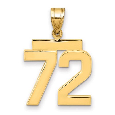 Black Bow Jewelry 14k Yellow Gold, Athletic Collection Medium Polished Number 72Pendant