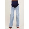 Pinkblush Light Blue Washed Wide Leg Maternity Jeans - 3 of 4