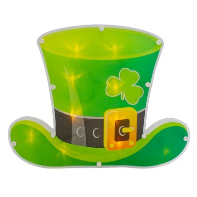 Northlight 12.5" LED Lighted Irish St. Patrick's Day Leprechaun Hat Window Silhouette with Timer