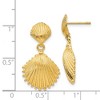 Black Bow Jewelry Double Scalloped Shell Dangle Post Earrings in 14k Yellow Gold - 4 of 4