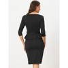INSPIRE CHIC Women's Vintage Pencil 3/4 Sleeves Midi Bodycon Peplum Sheath Dress - 4 of 4
