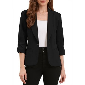 INSPIRE CHIC Women's 3/4 Sleeve Shawl Lapel Pocket Single Button Office Work Blazer - 1 of 4