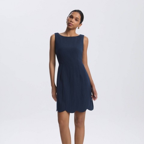 Женские платья A New Day Women's Open Back Scalloped Mini Shift Dress - A New Day™ Navy Blue XL