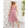 Clearlove Womens Spaghetti Strap Maxi Dress Ruffle High Waist Backless Floral Boho Pleated Beach Dress for Photoshoot - 3 of 4