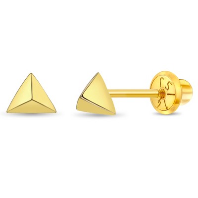 Girls' Dainty Triangle Screw Back 14k Gold Earrings - In Season Jewelry