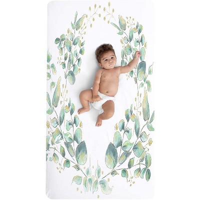 JumpOff Jo Fitted Crib Sheet, Cotton Crib Sheet for Standard Sized Crib Mattresses, Hypoallergenic and Breathable, 28" x 52", Botanical Natural Leaf