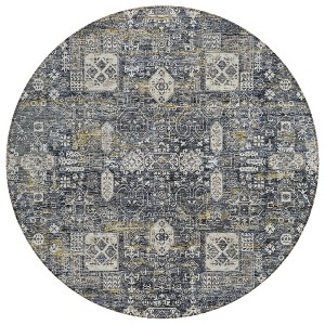 Charcoal Gray And Ivory Oriental Washable Indoor Outdoor Area Rug - 1 of 4
