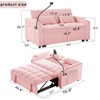 TIRAMISUBEST 3 in 1 Velvet Foldable Sofa Bed, Multi-purpose Convertible Sofa, USB Port, Adjustable Backrest, Swivel Stand, Pink - 4 of 4