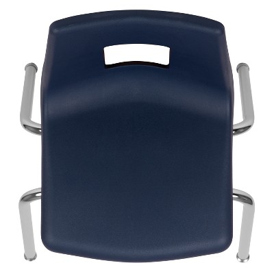 Ergonomic Navy 16" Stackable Classroom Chair with Chrome Frame