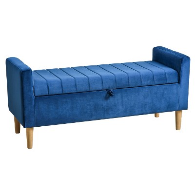 NicBex Storage Ottoman Bench for Bedroom,Storage Bench with 4 Wood Legs,Ottoman for Living Room, Bedroom, Entryway,Blue
