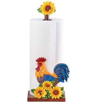 Collections Etc Rooster & Sunflowers Kitchen Paper Towel Holder 5.5 X 7.5 X 14.25