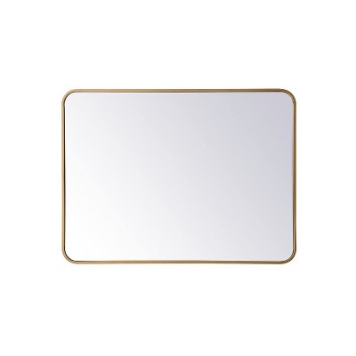 Elegant Lighting Soft corner metal rectangular mirror 27x36 inch in Brass
