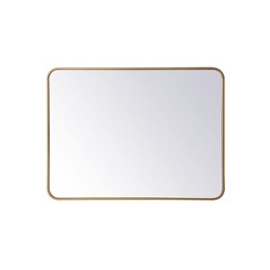 Elegant Lighting Soft corner metal rectangular mirror 27x36 inch in Brass - 1 of 4