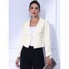 INSPIRE CHIC Women's Regular Fit Notched Lapel Ruched Sleeve Business Crop Blazer - 2 of 4