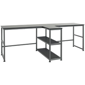 83" Two Person Computer Desk with 2 Storage Shelves, Double Desk Workstation with Book Shelf,  Long Desk Table for Home Office - 1 of 4