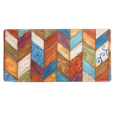 39" x 20" PVC Rustic Chevron Anti-Fatigue Kitchen Floor Mat - J&V Textiles