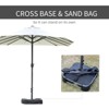 Outsunny Patio Umbrella 15' Steel Rectangular Outdoor Double Sided Market with base, Sun Protection & Easy Crank for Deck Pool Patio, Beige - 3 of 4
