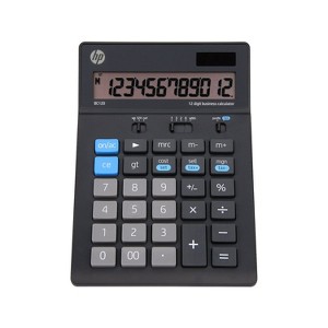 HP BC120 12-Digit Battery/Solar Powered Basic Calculator Black/Gray (91074U) - 1 of 4