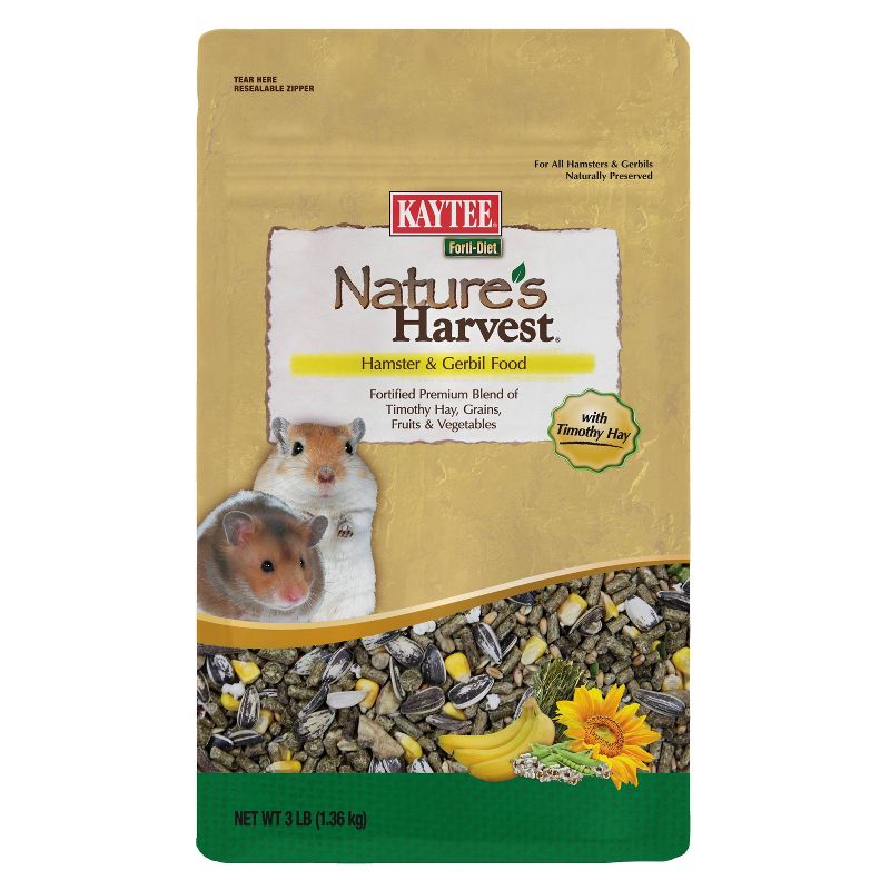Kaytee Nature&#39;s Vegetable, Grain, Fruit Harvest Hamster &#38; Gerbil Food - 3lb, 1 of 7