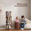 Corner Bookshelf， Wood Book Shelf on Wheels, 360° Rotating Bookshelf, Narrow Bookcase - 3 of 4