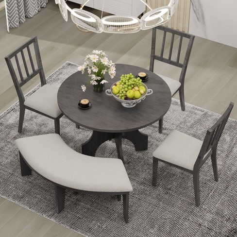 Round dining table discount with round bench